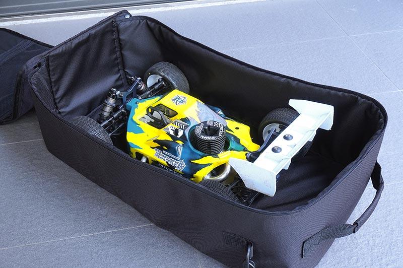 Koswork RC car pit bag KOS32265-5, black soft case holding 1/8 scale racing buggy.