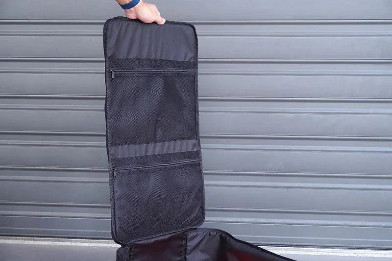 Koswork RC pit bag KOS32265, large black nylon carrying case with mesh zipper pockets.