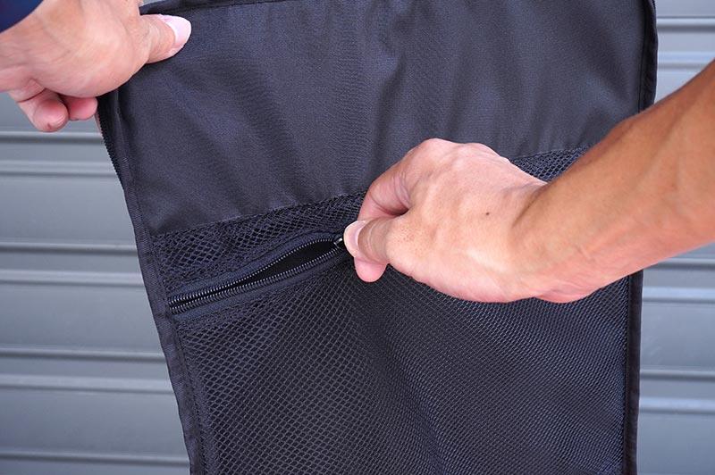 Koswork RC pit bag with black mesh zippered pocket, shown in close-up, product code KOS32265-7