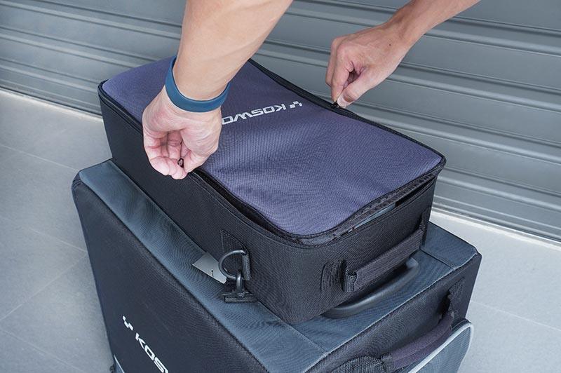 Koswork RC car accessory bag KOS32266, compact black and blue storage case for pit tools.