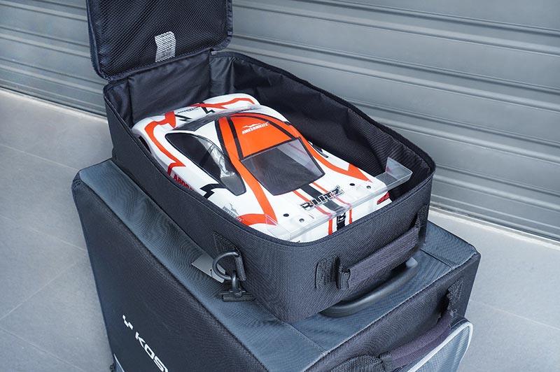 Koswork RC car carrying bag KOS32266-4, black fabric, fits 1/10 touring car body, top open
