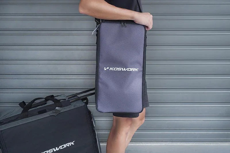 Koswork RC tool bag KOS32266-8, grey nylon, zip closure, compact design, carrying strap