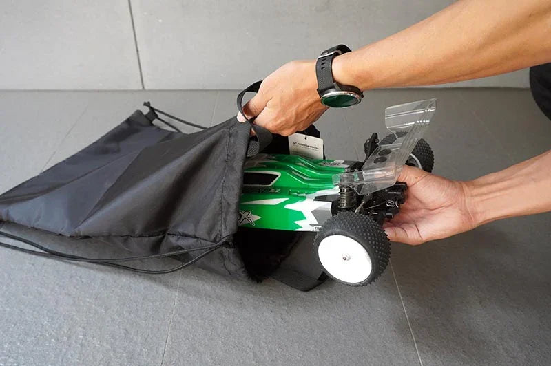 Koswork black RC car pit bag KOS32271-04 storing green remote control car accessory