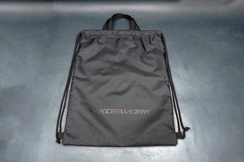 Koswork black RC car accessory drawstring bag, nylon material, handles, KOS32271-14 visible