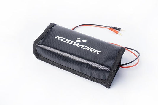 Koswork RC LiPo battery safe bag black KOS32296 fireproof case with cables visible