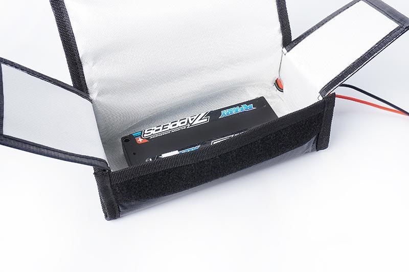 Koswork RC LiPo battery safe bag KOS32296, black silver fireproof storage pouch for RC accessories