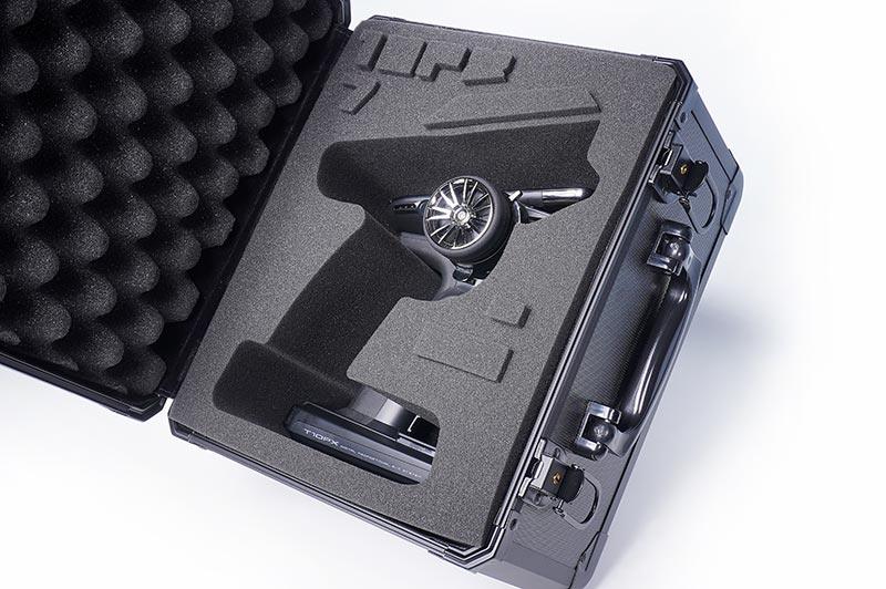Koswork RC transmitter case KOS32306, hard black foam-lined bag for radio controller protection