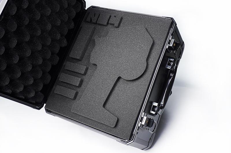 Koswork aluminum RC transmitter case with foam insert, black, model KOS32306-NB4, RC accessory