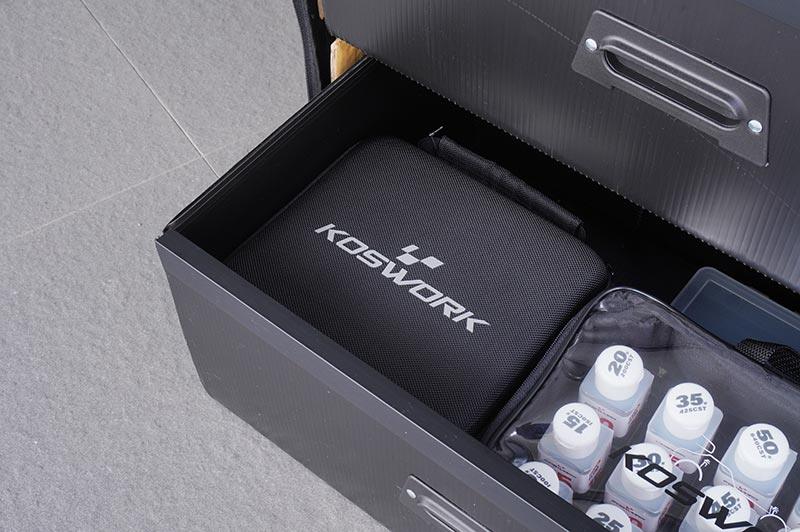 Koswork RC accessory bag, black zippered case, compact storage, fits RC car oils, KOS32401-7