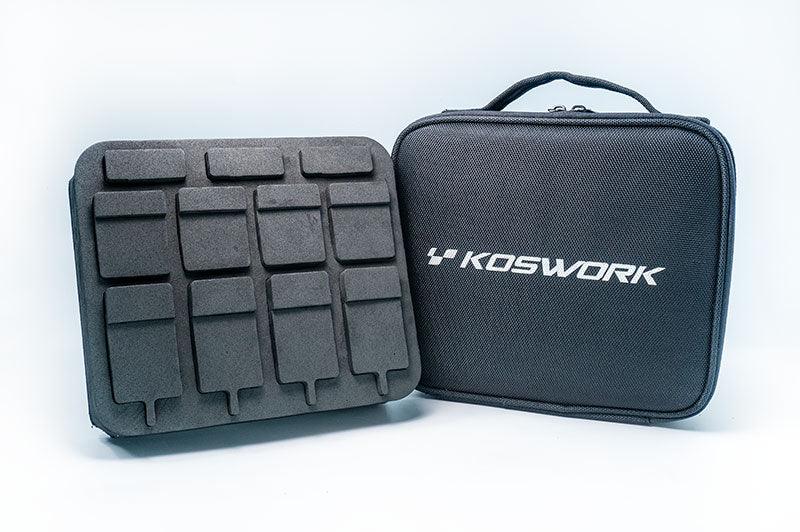 Koswork RC car parts storage bag KOS32418, black hard case with foam insert.