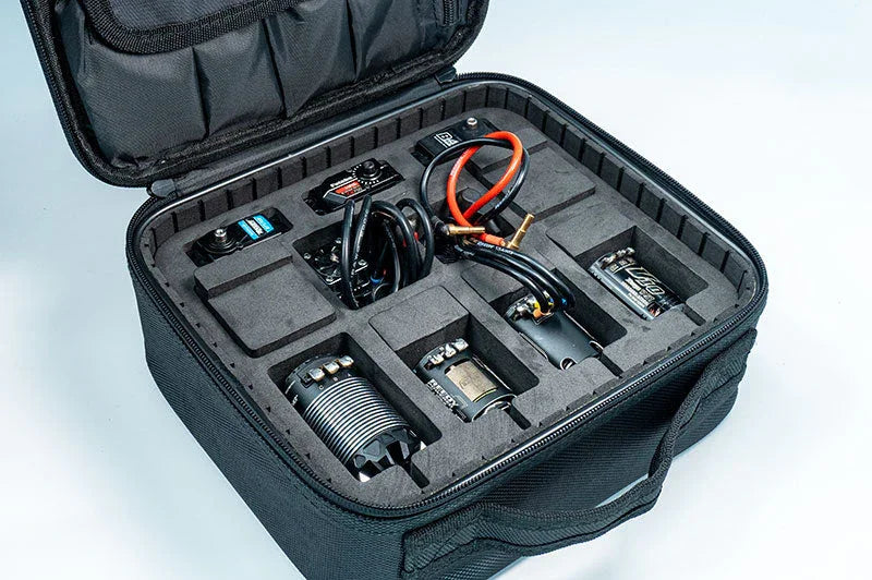 Koswork RC accessory storage bag KOS32418, black, padded compartments, fits RC car parts